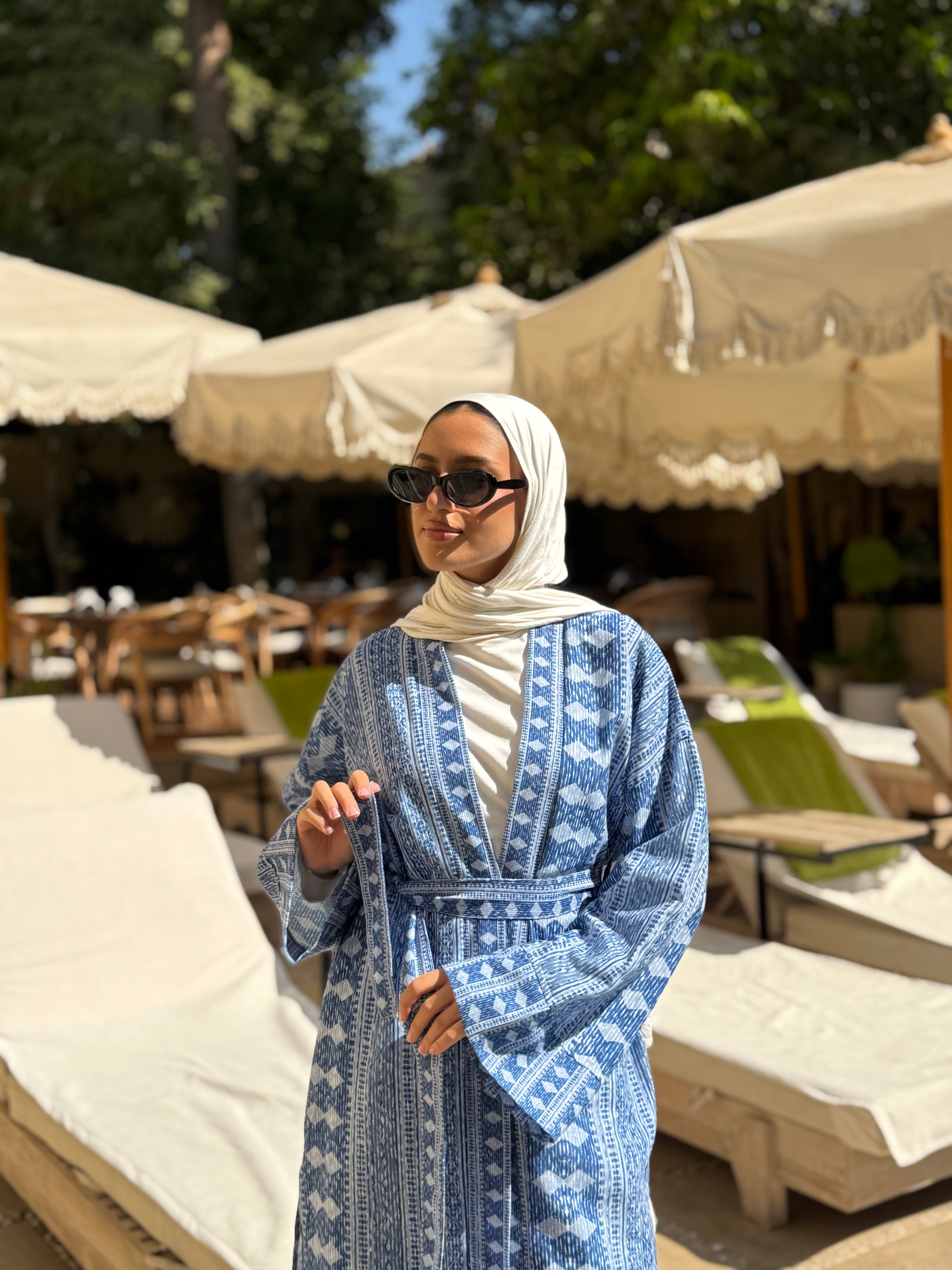 Patterned Cardigan -White*Blue