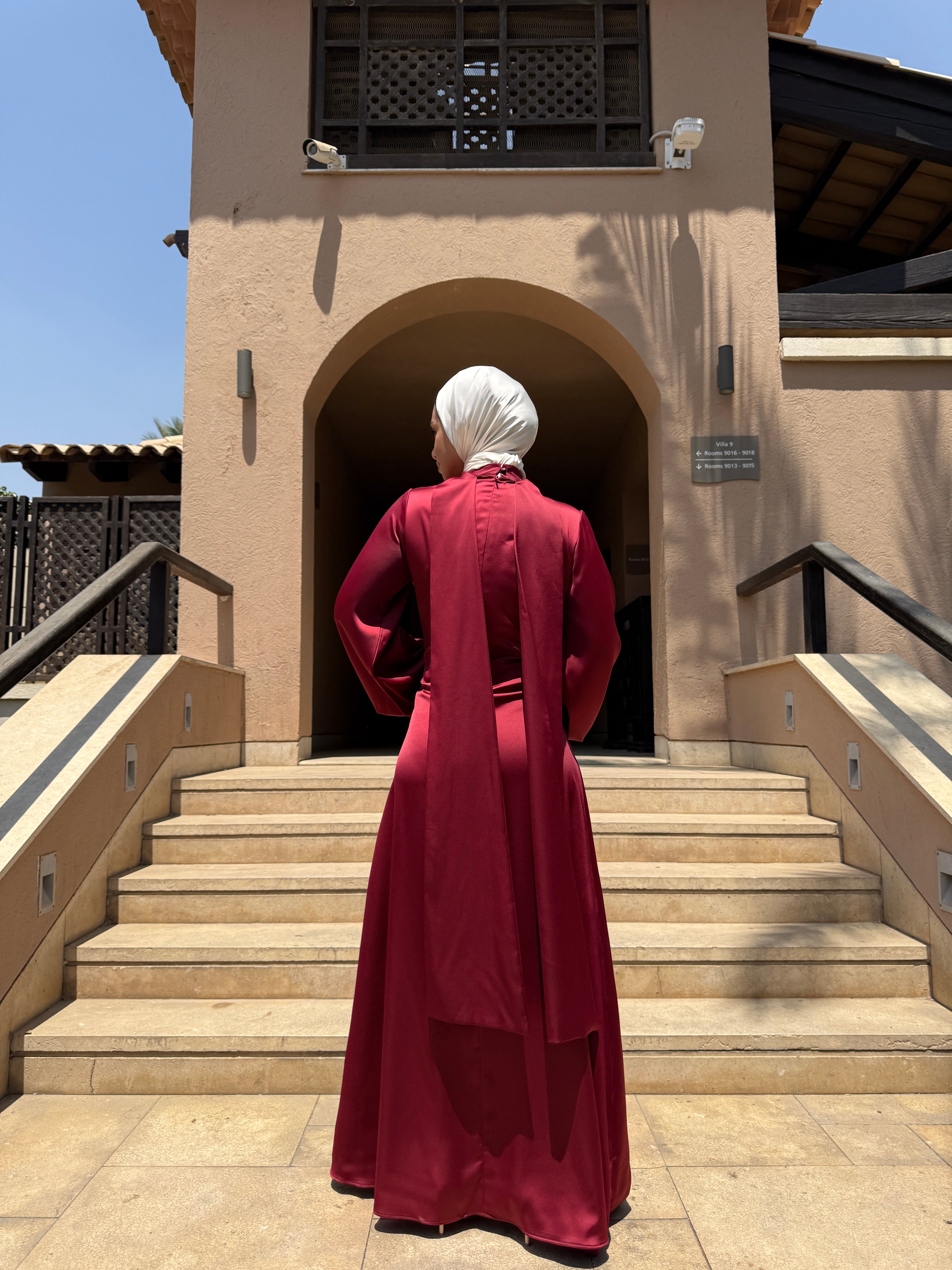 Draped Knot Dress - Maroon (Available at stores only)