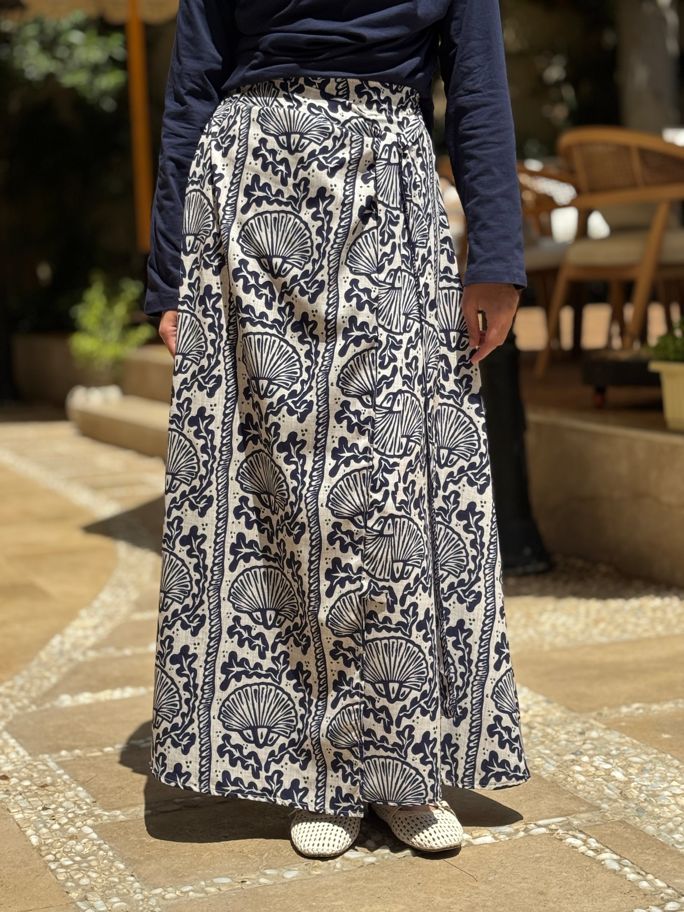 Printed Wrap Skirt-shells