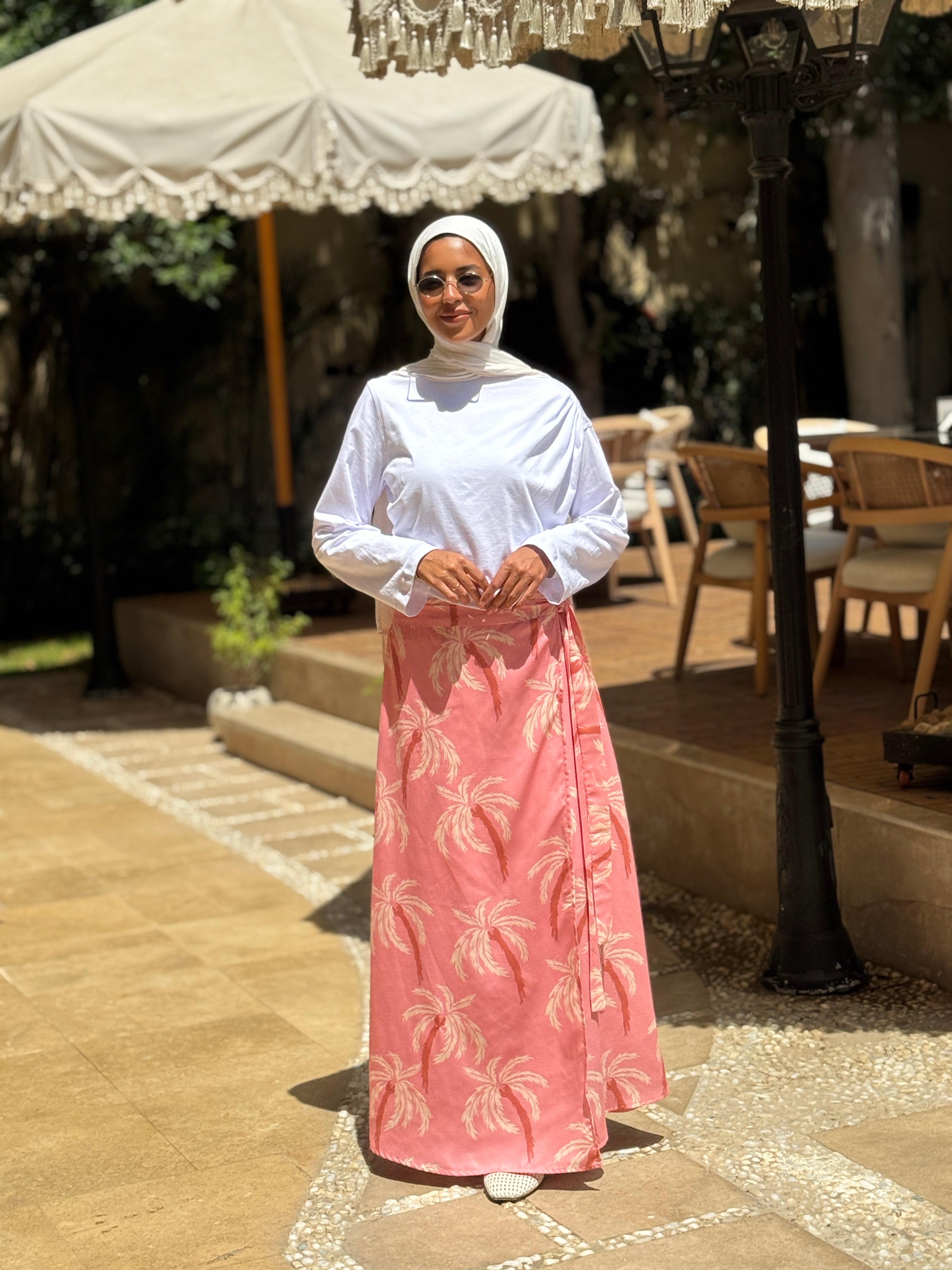 Linen Wrap Skirt -Pink