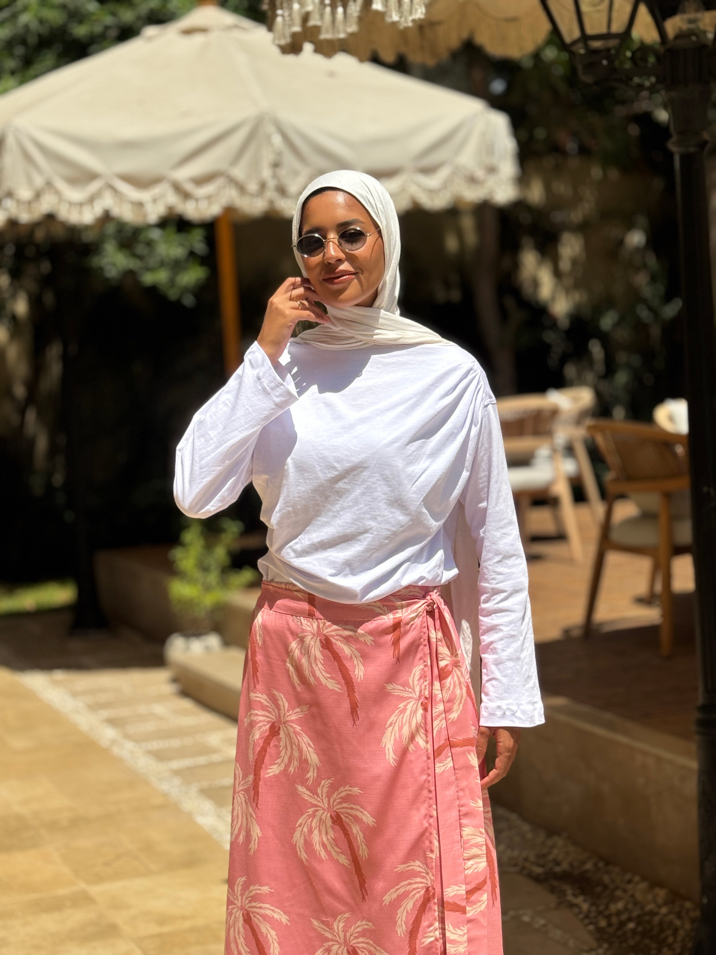 Linen Wrap Skirt -Pink
