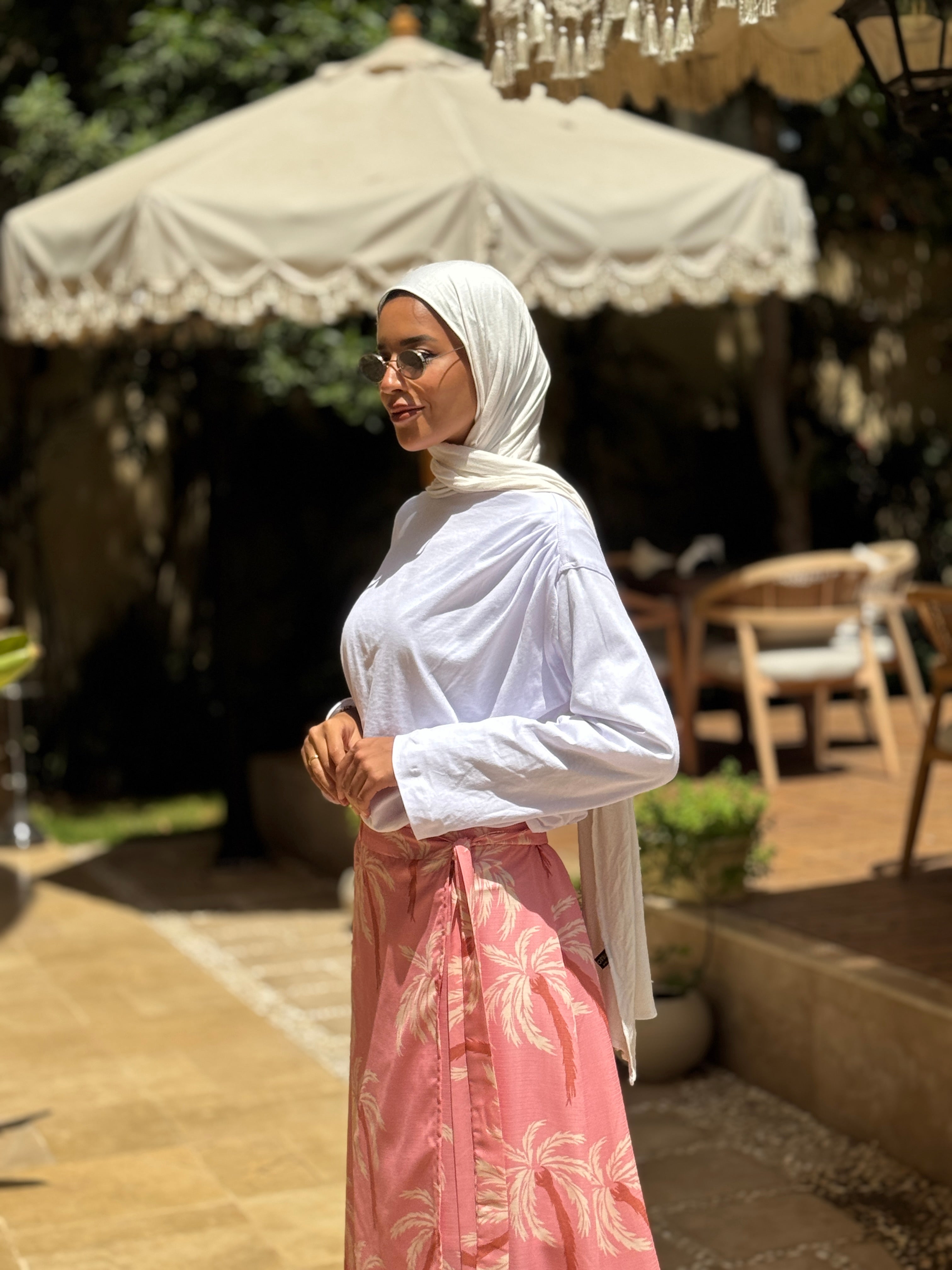 Linen Wrap Skirt -Pink