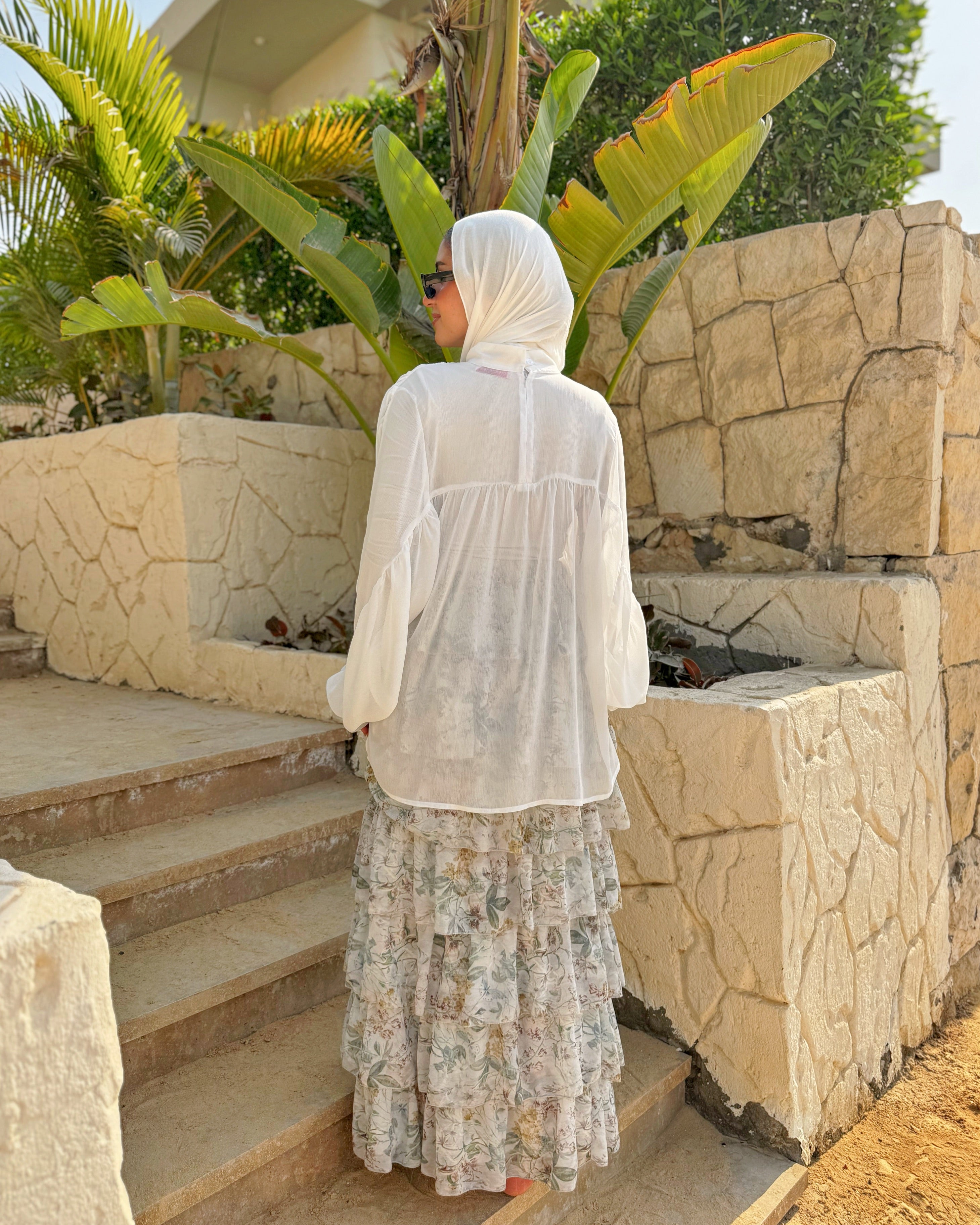Layered Chiffon Skirt - Beige