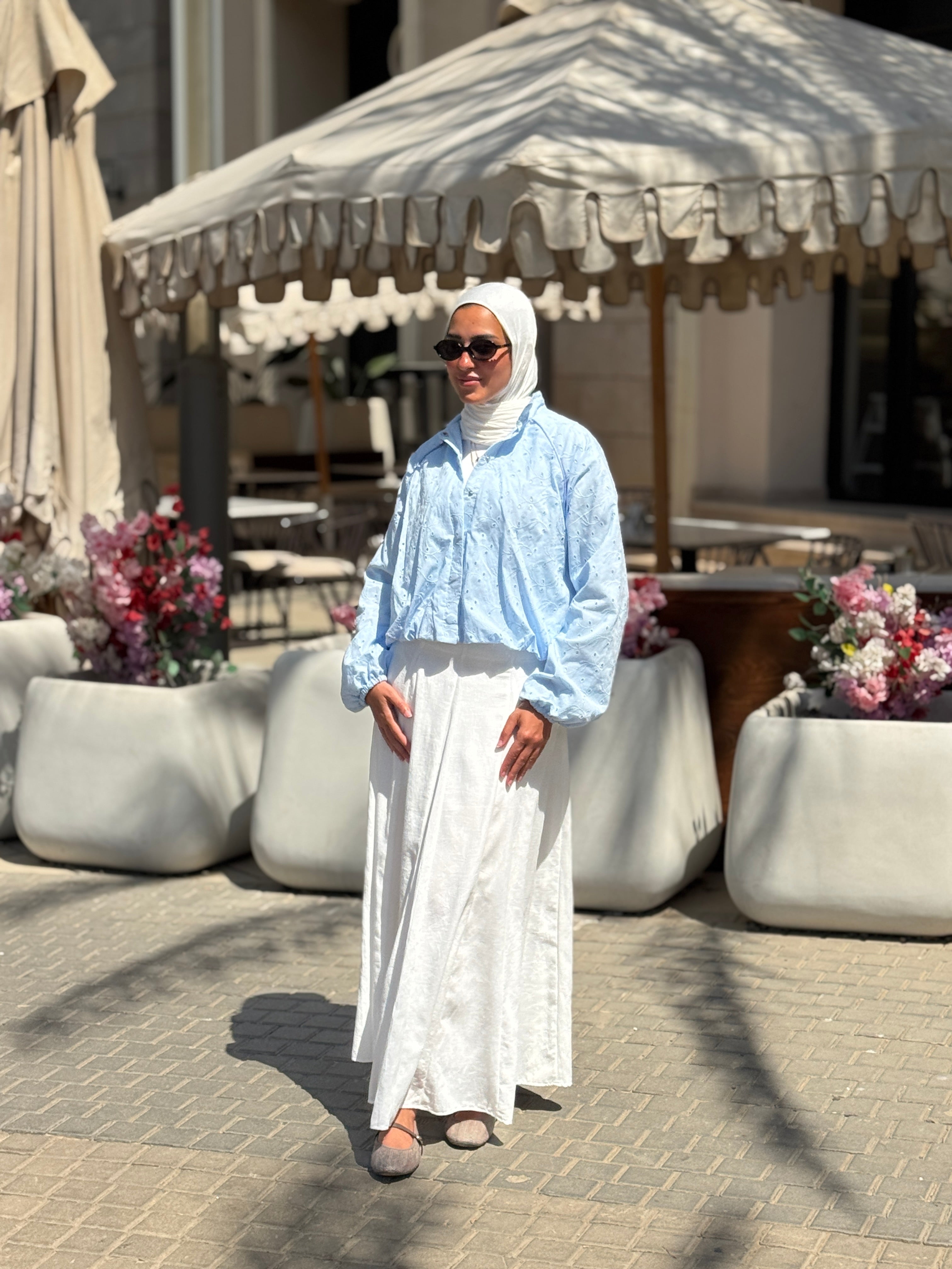 Balloon Broderie Jacket- Baby Blue