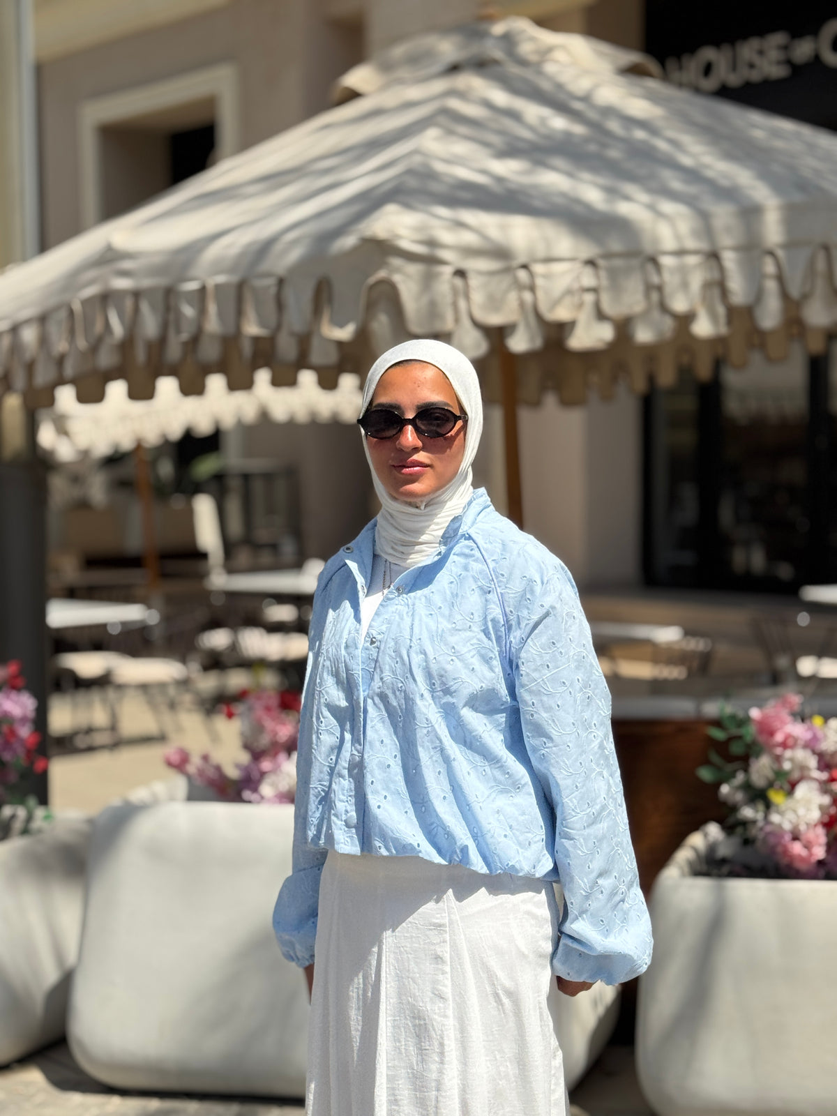 Balloon Broderie Jacket- Baby Blue