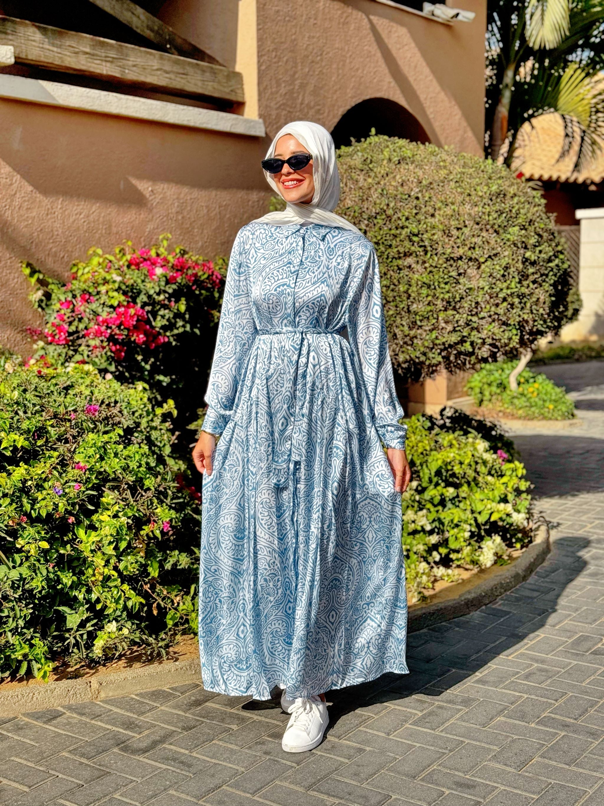 hijab with sky blue dress FARES Chiffon Layer Dress – Powder Blue main image 0