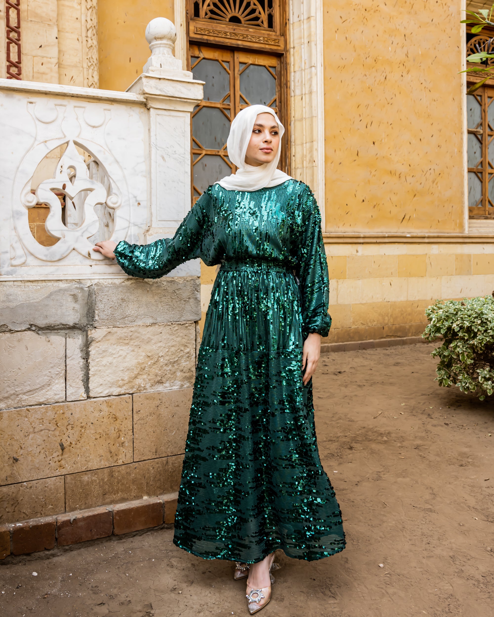 Sequin Dress-Green (Available Only At Stores)  Hijab Boutique
