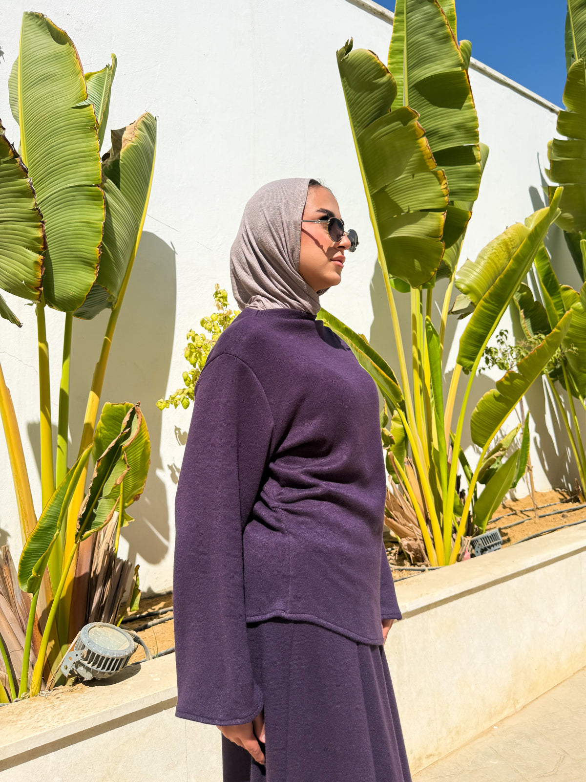 Knitted Asymmetric blouse- Purple
