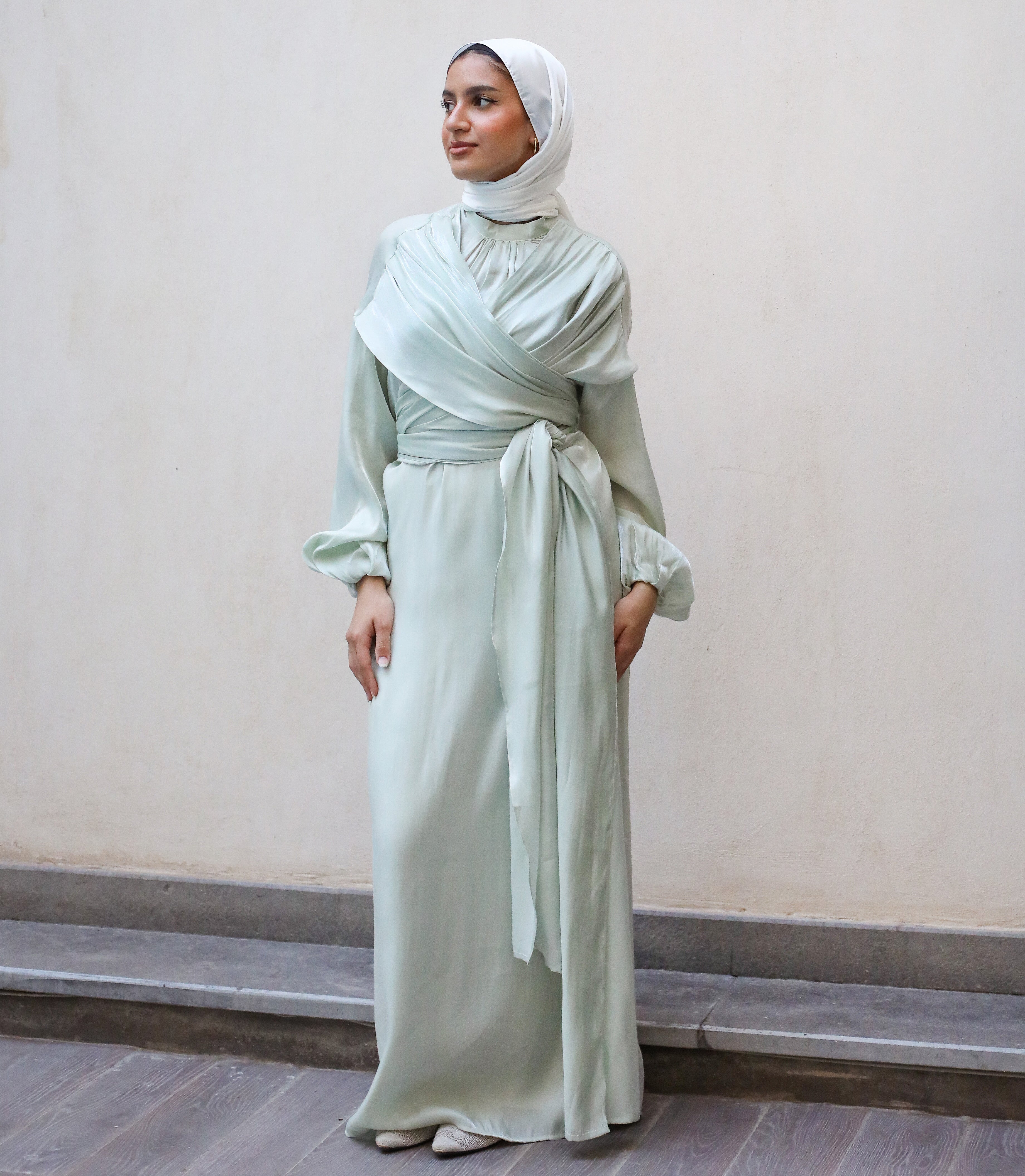 Draped Overlapping Dress - Mint
