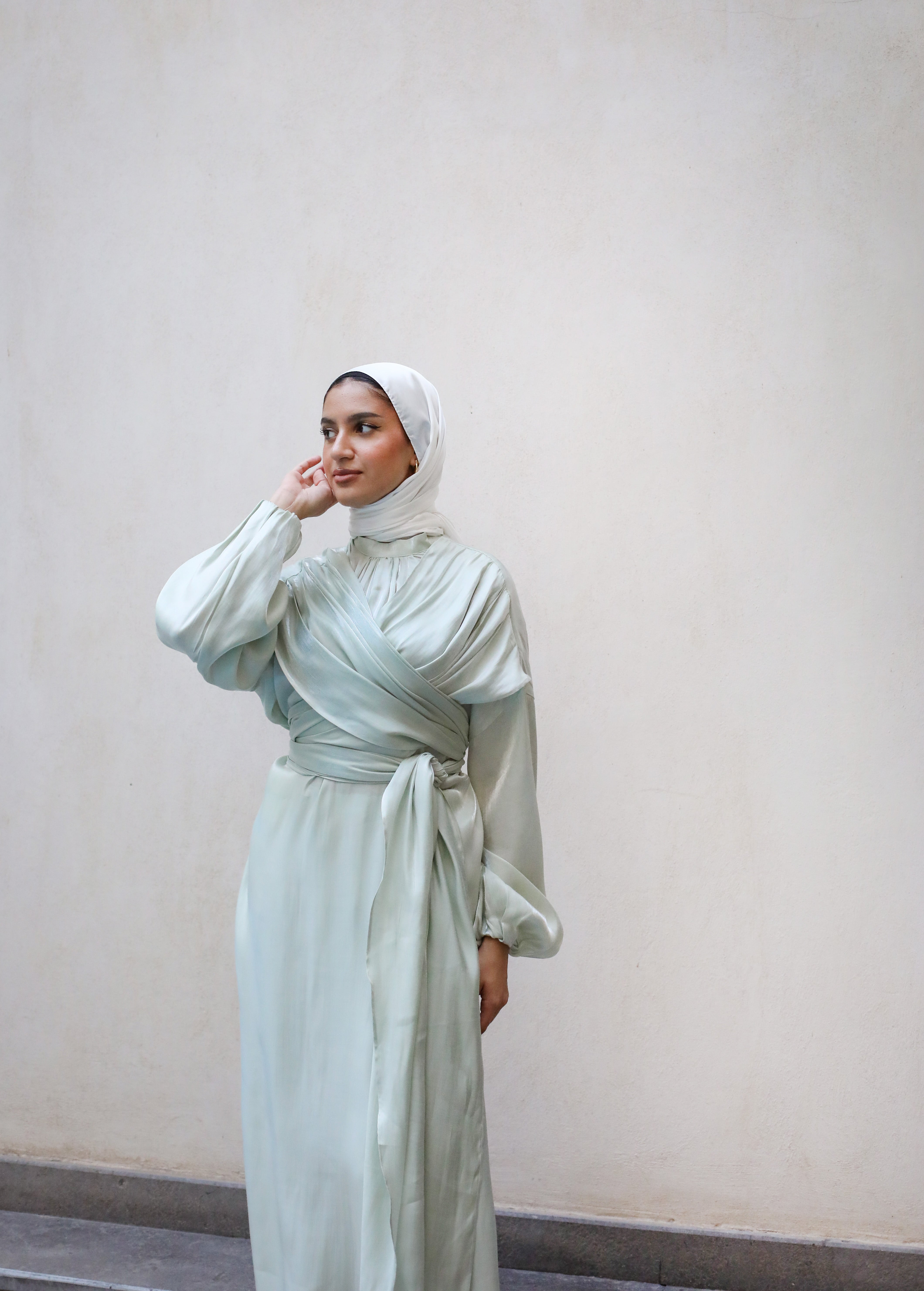 Draped Overlapping Dress - Mint