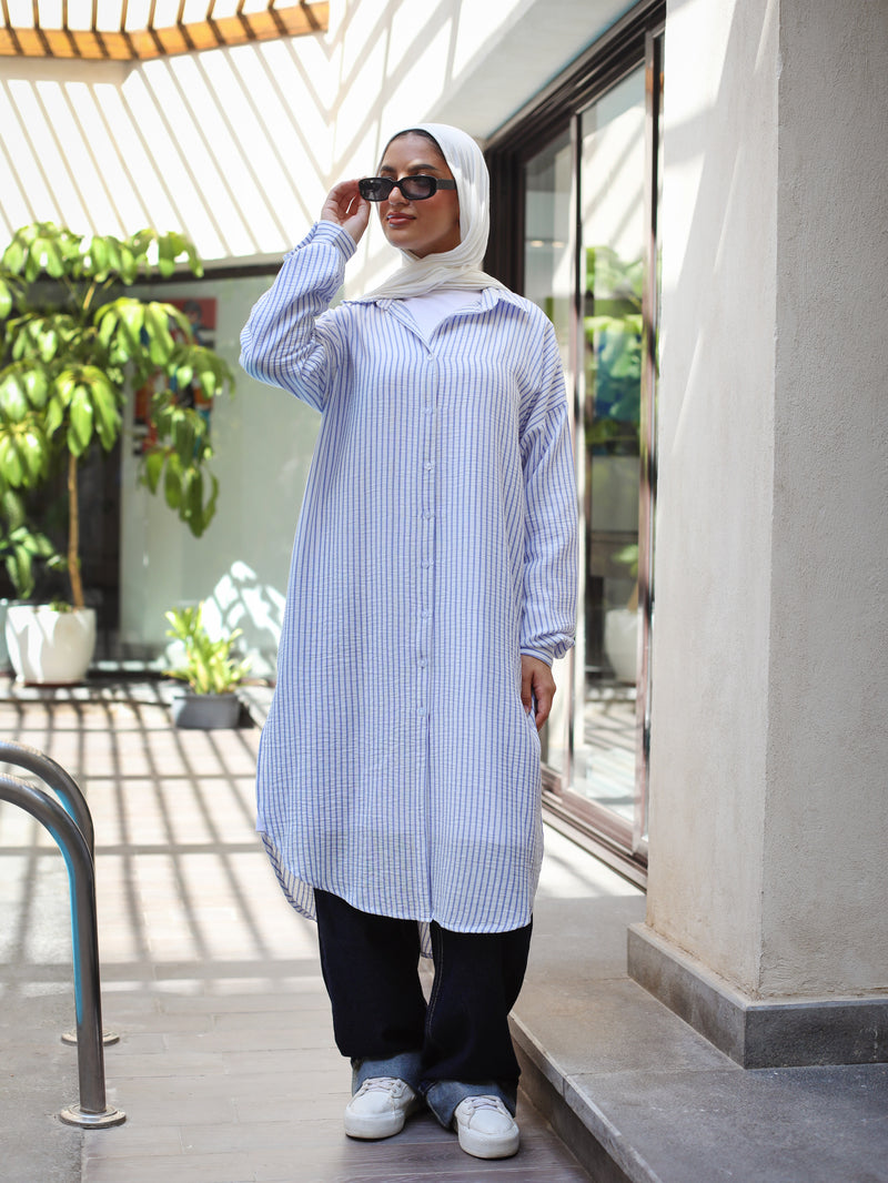 Striped Basic Shirt - Blue