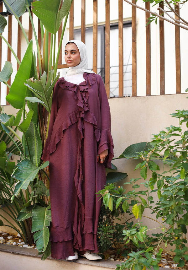 Ruffles Casual Dress - Burgundy