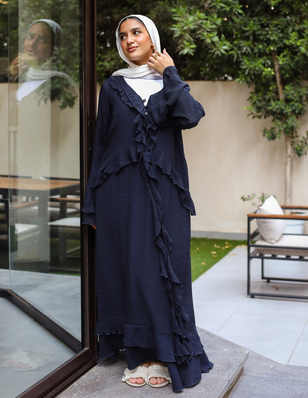 Ruffles Casual Dress - Black