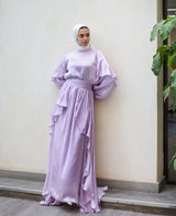 Satin Ruffles Dress - Lilac