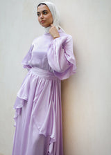 Satin Ruffles Dress - Lilac