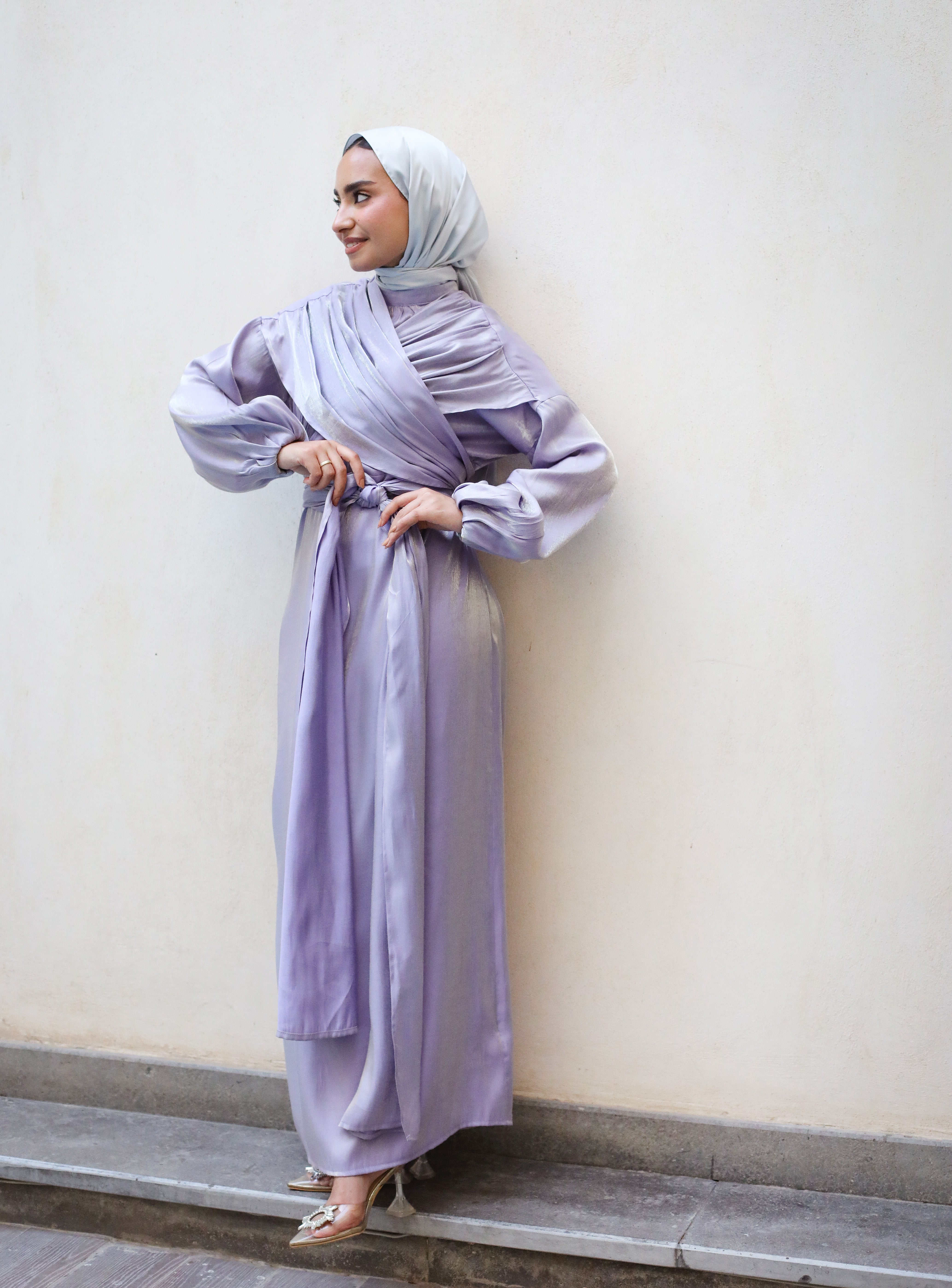 Draped Overlapping Dress - Lilac