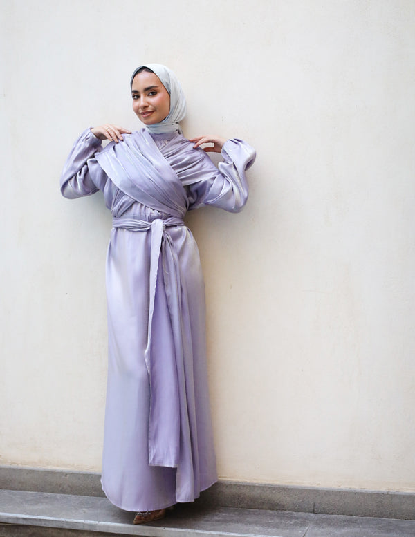 Draped Overlapping Dress - Lilac