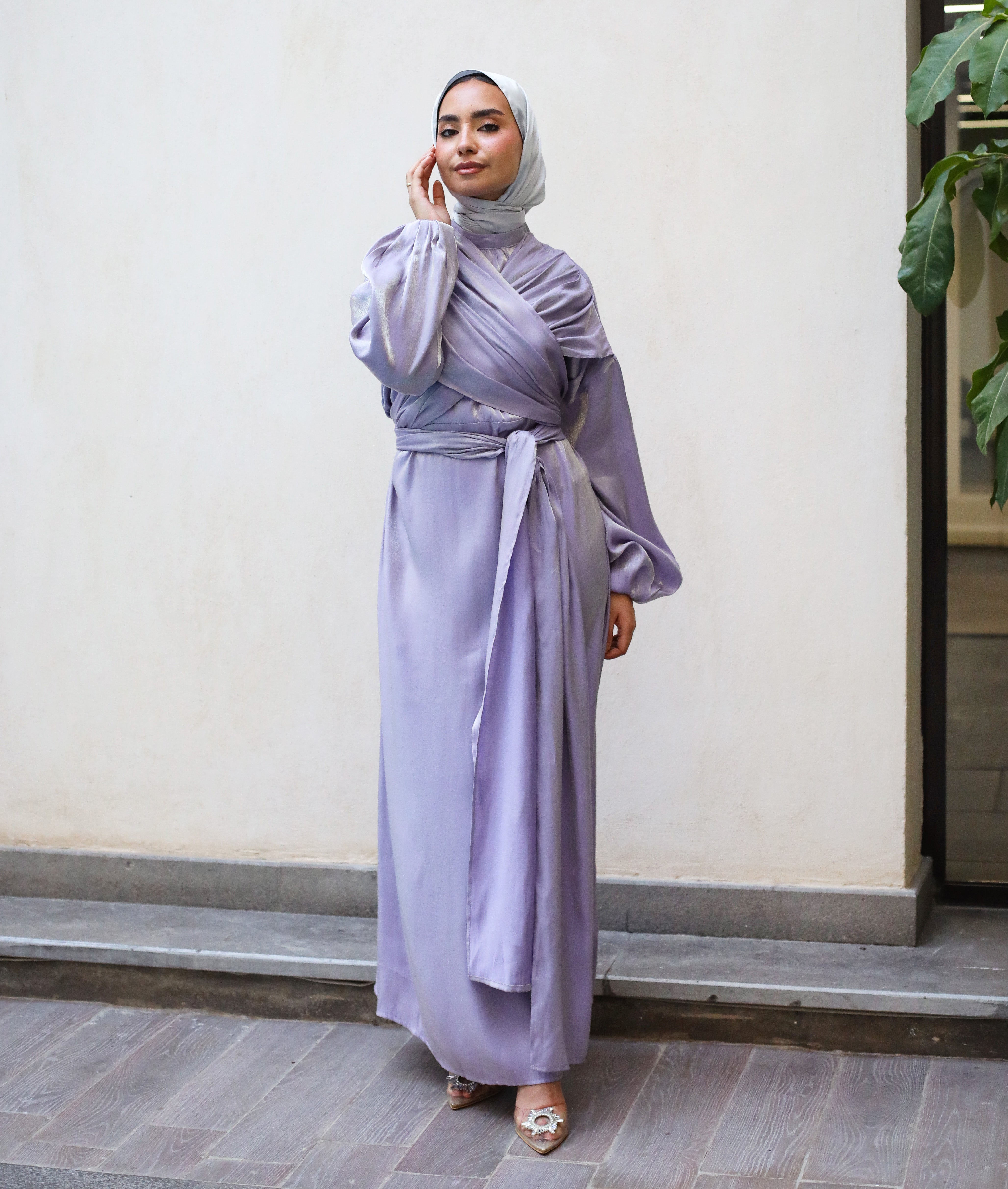 Draped Overlapping Dress - Lilac
