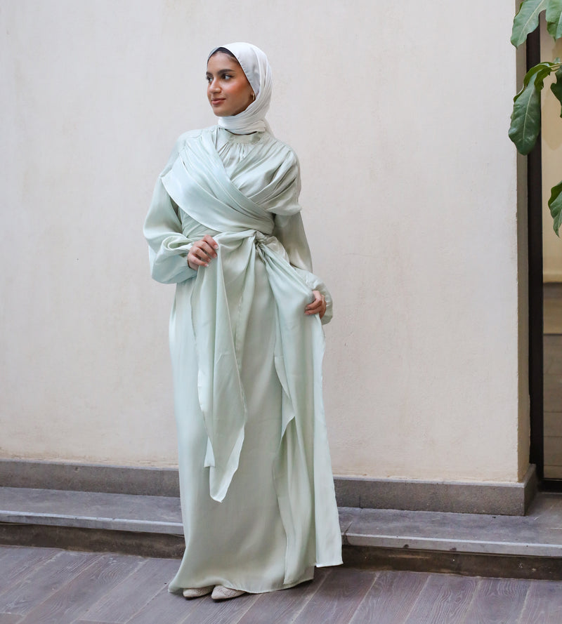 Draped Overlapping Dress - Mint