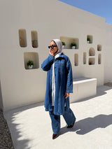 Denim Buttoned Jacket - Dark Blue