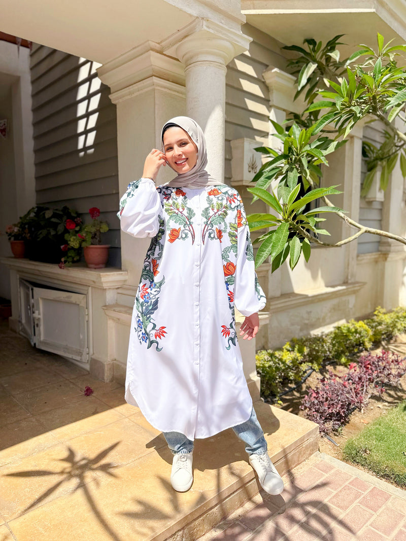 Floral Shirt-White