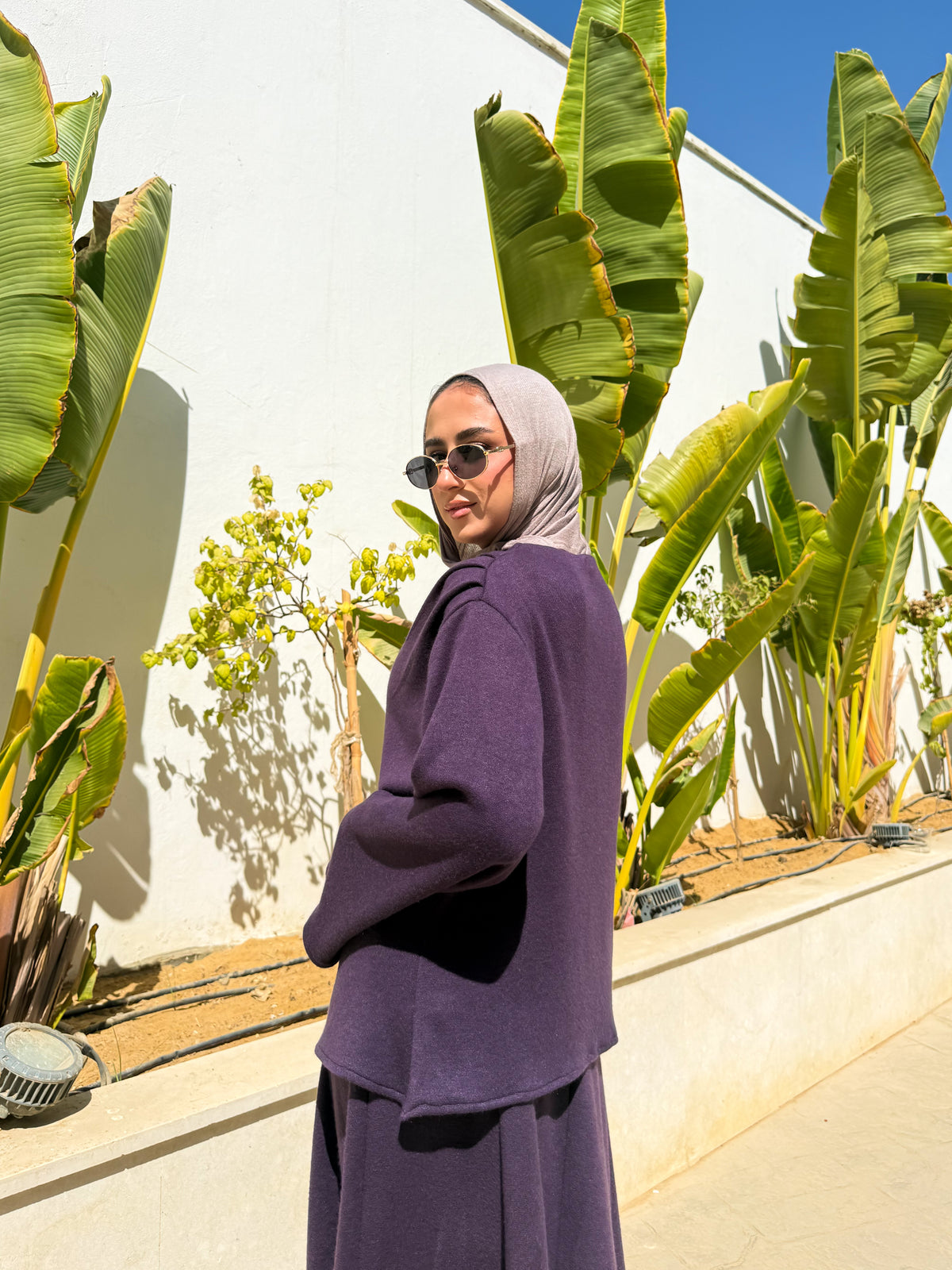 Knitted Asymmetric blouse- Purple
