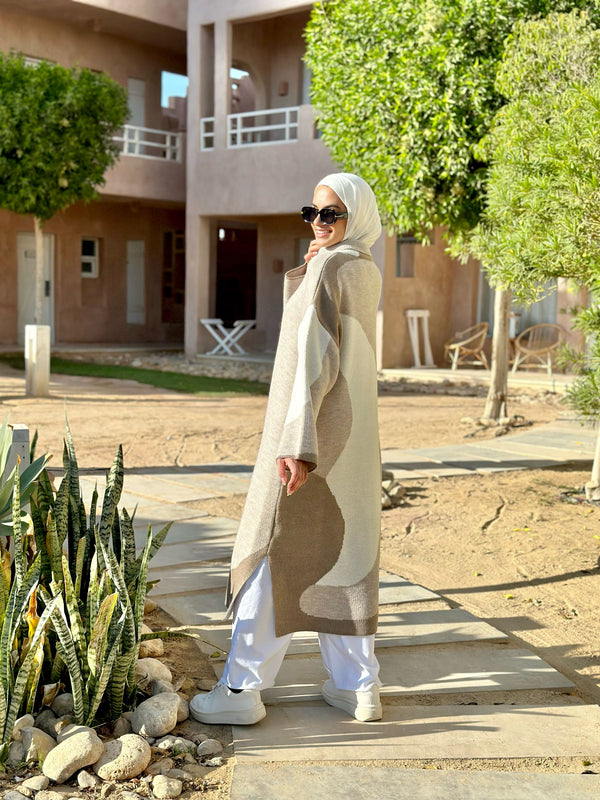 Abstract Pullover-Beige