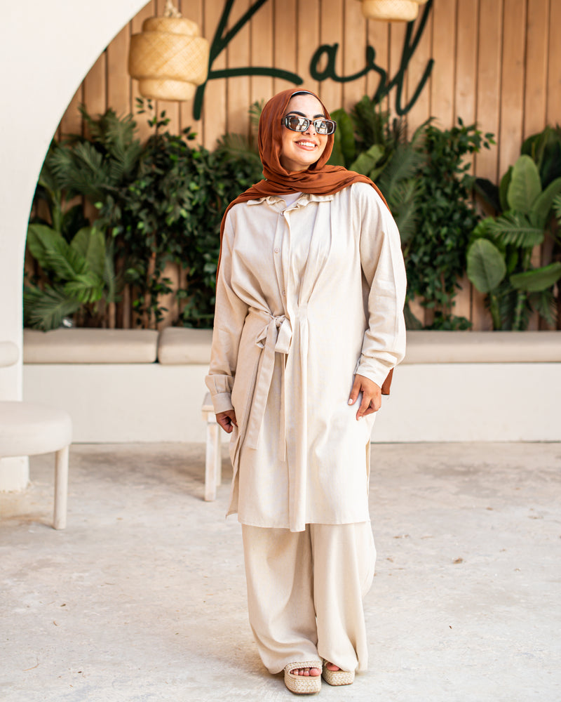 Asymmetric Linen Blouse-Beige