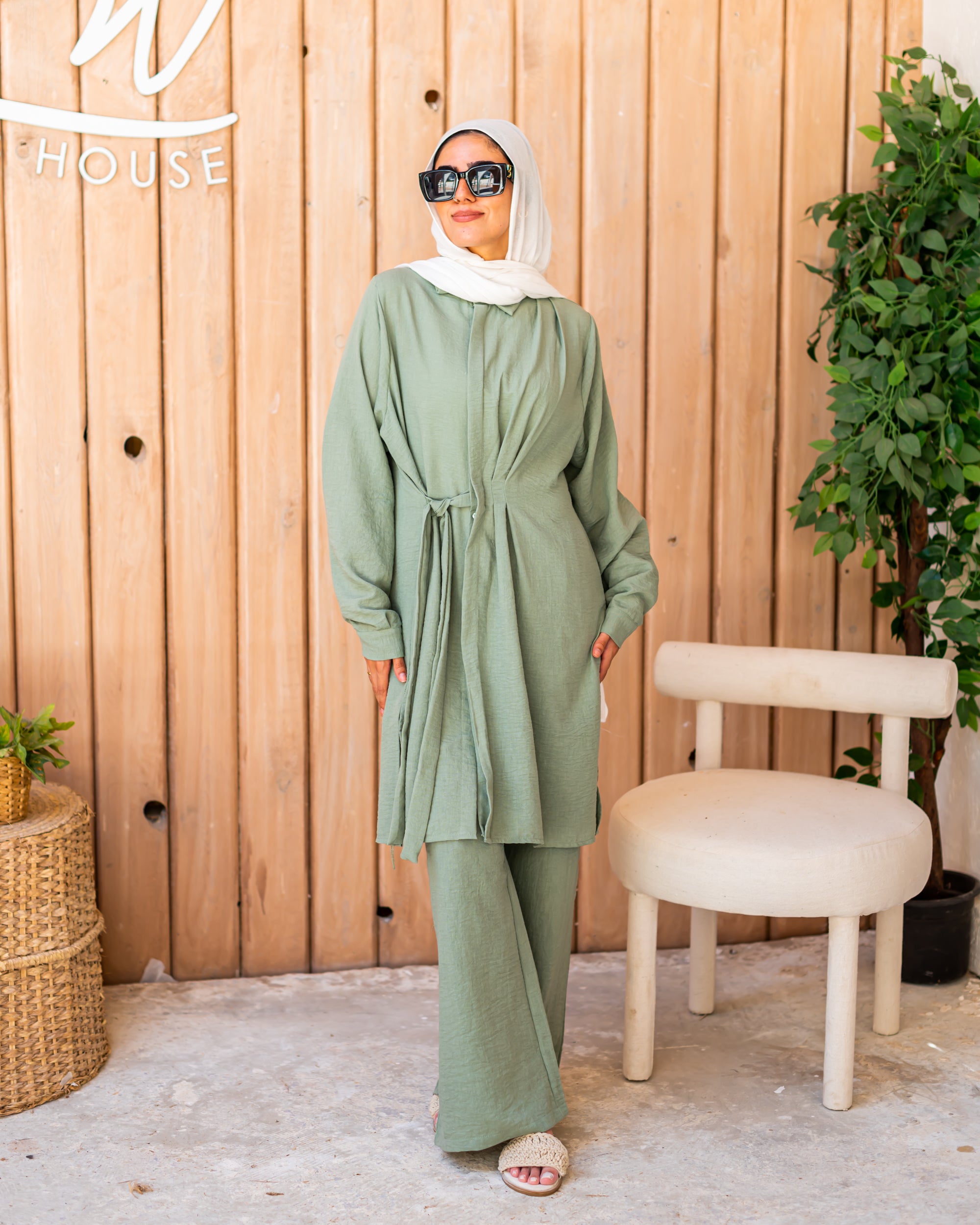 Asymmetric Linen Blouse-Mint