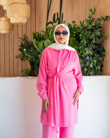 Asymmetric Linen Blouse-Pink