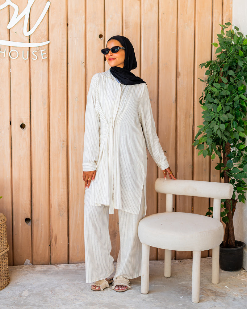 Asymmetric Linen Blouse-White
