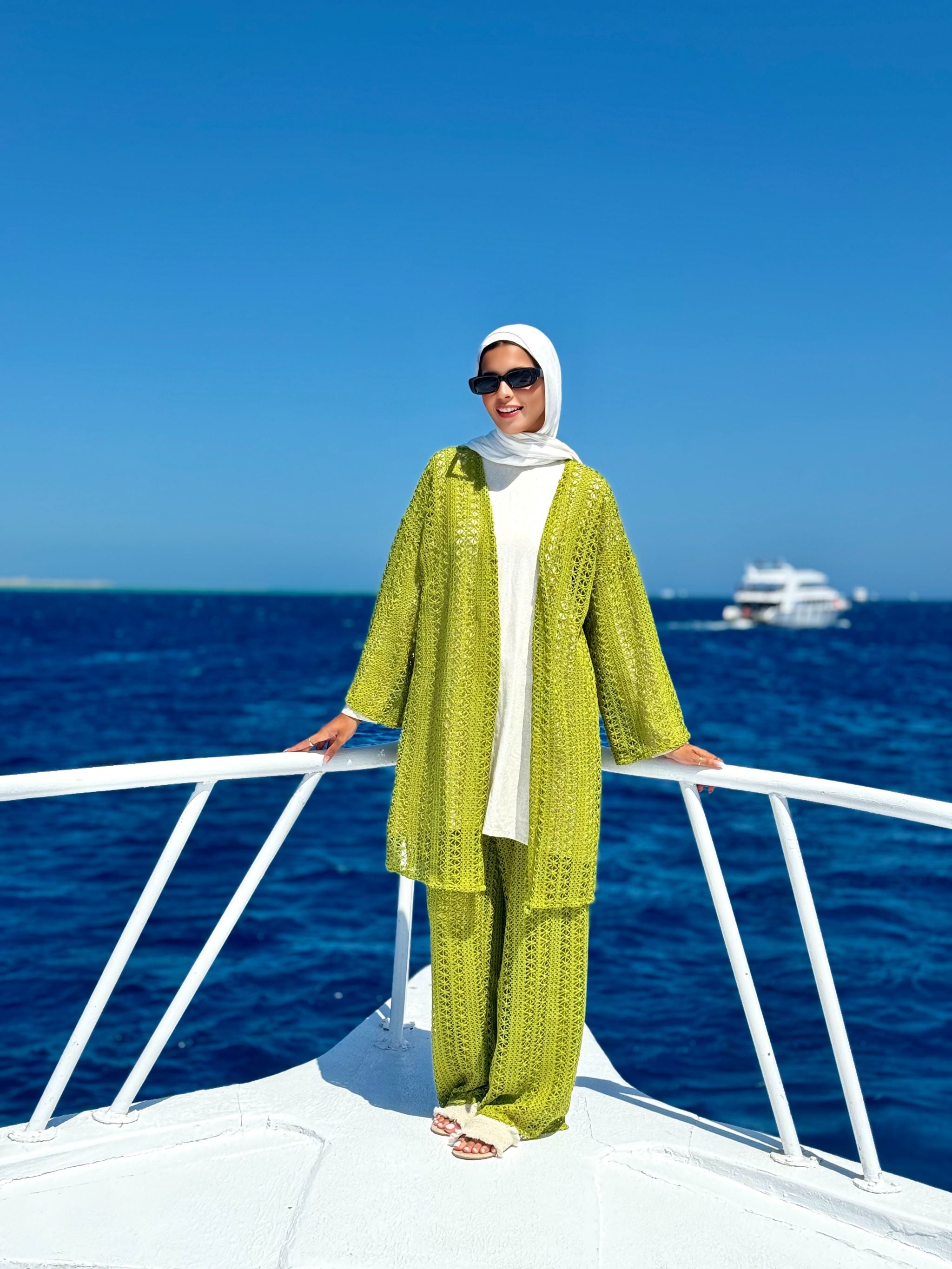 Basic Crochet Cardigan-Lime