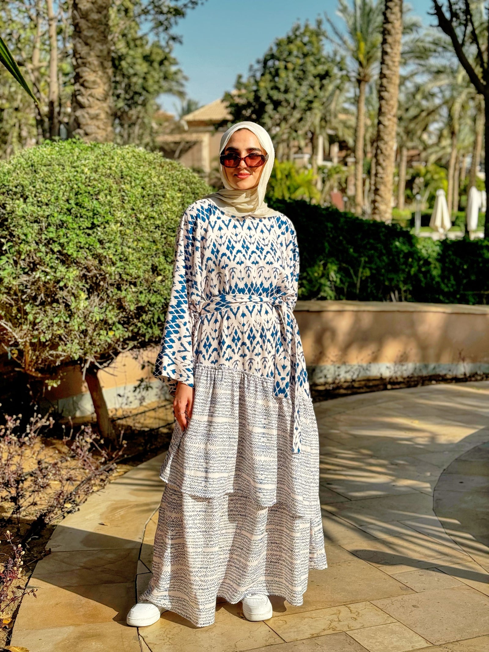 Boho Flowy Ruffled Dress-Blue Hijab Boutique Boho Flowy Ruffled Dress-Blue Hijab Boutique