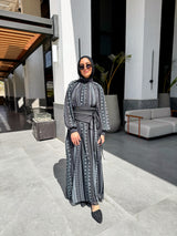Chiffon Dress With Denim Belt - Black