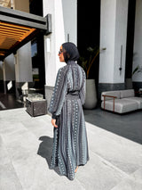 Chiffon Dress With Denim Belt - Black