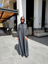 Chiffon Dress With Denim Belt - Black