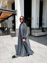 Chiffon Dress With Denim Belt - Black