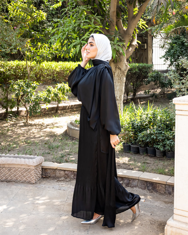 Chiffon Set With Scarf - Black ( Available at stores only )
