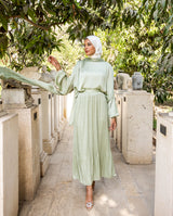 Chiffon Set With Scarf - Mint ( Available at stores only )