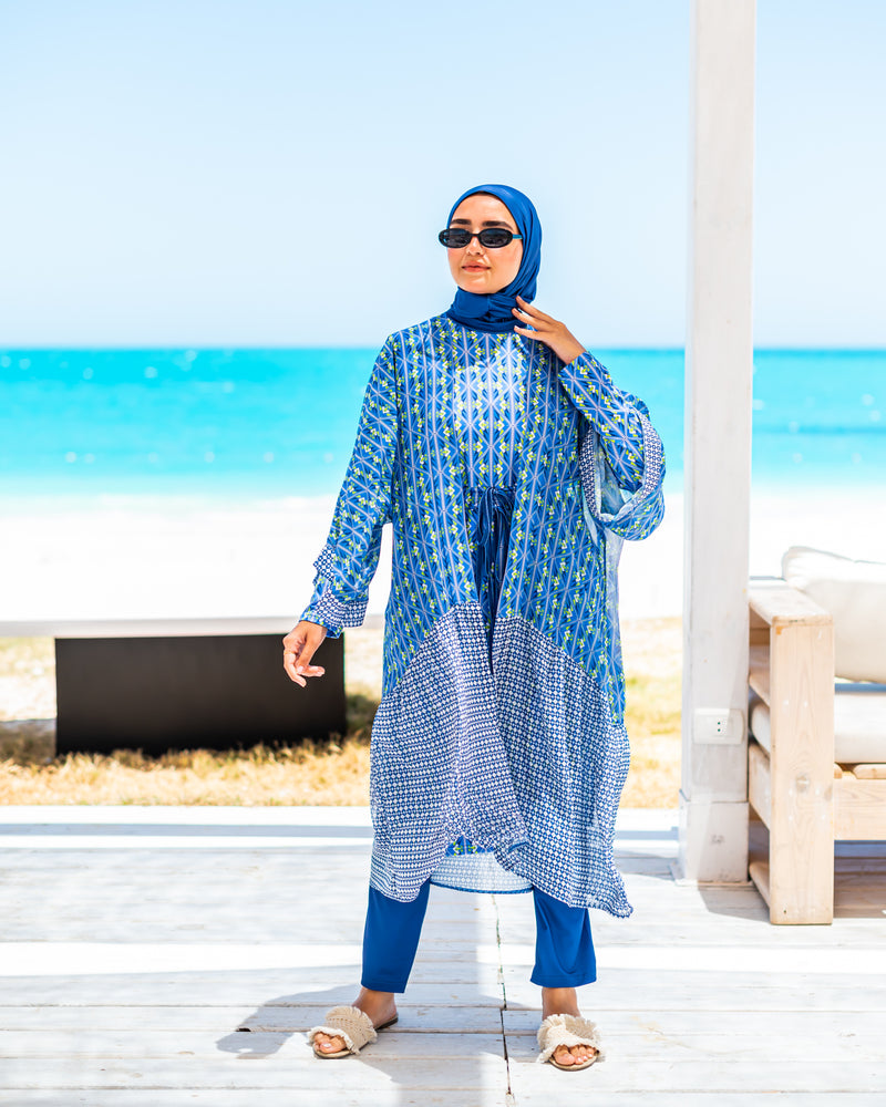 Chiffon Printed Coverup-New blue