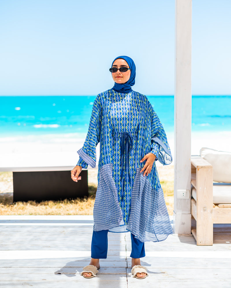 Chiffon Printed Coverup-New blue