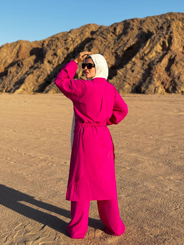 Criss-Cross Blouse Set-Magenta