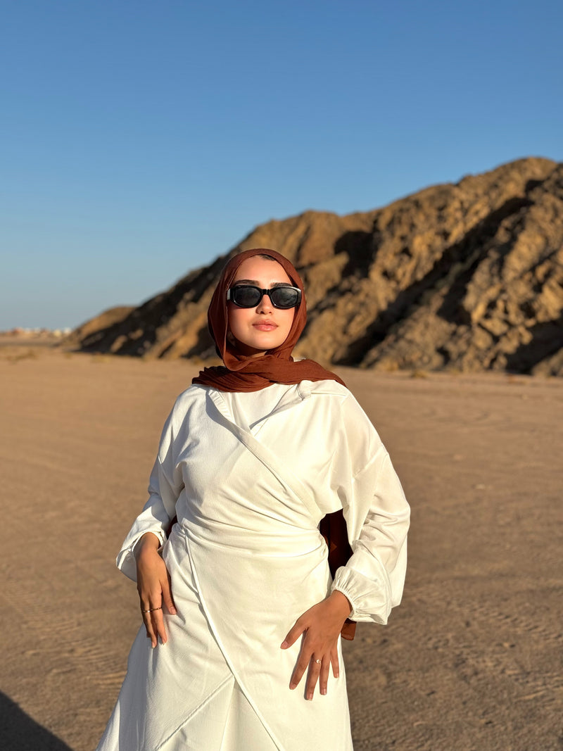 Criss-Cross Blouse Set-White