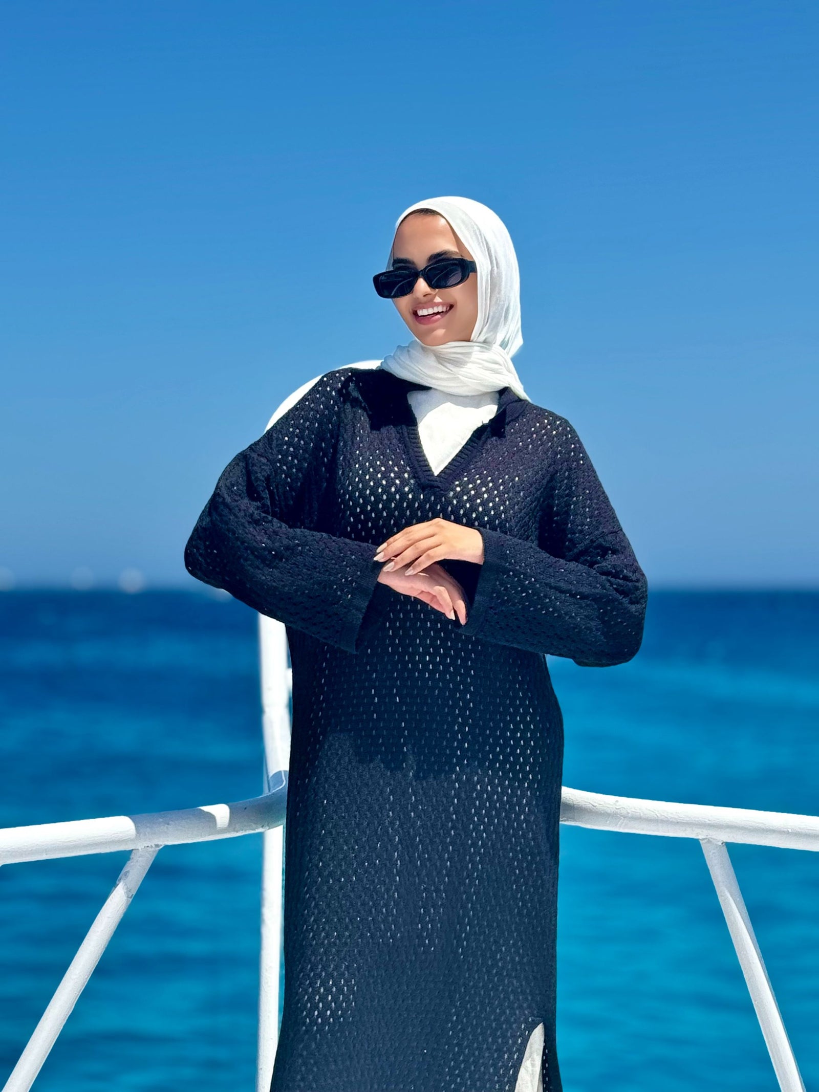 Crochet Beach Dress-Black Hijab Boutique Crochet Beach Dress-Black Hijab Boutique