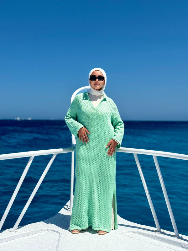 Crochet Beach Dress-Mint