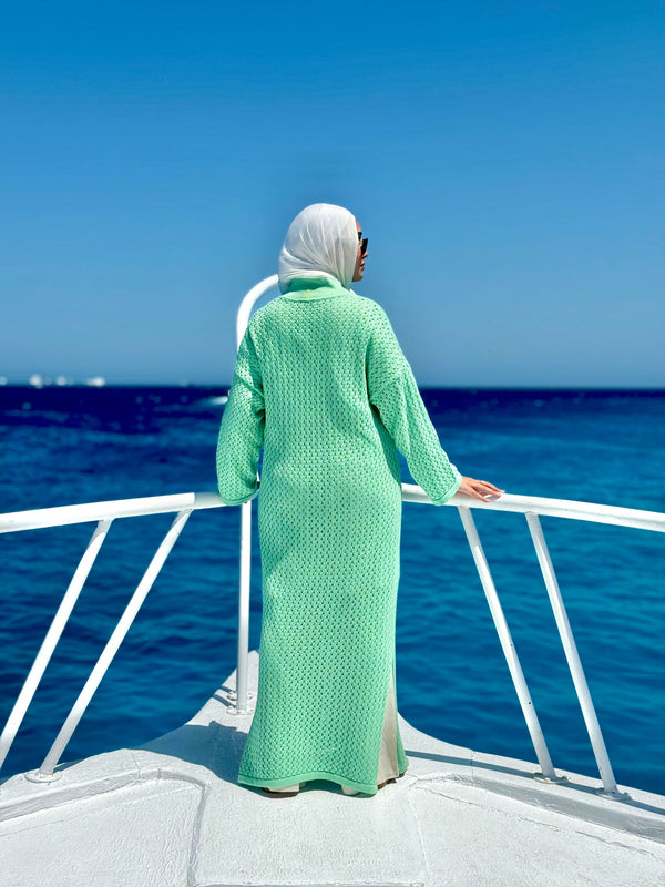 Crochet Beach Dress-Mint