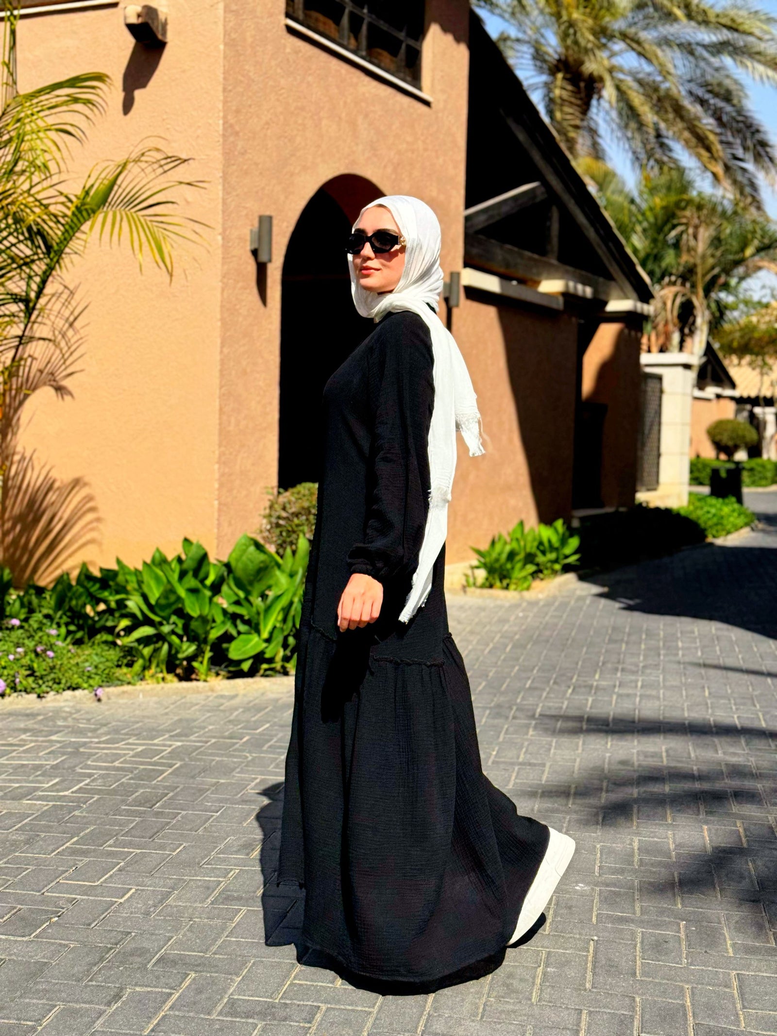 Crushed Cotton Dress-Black – Hijab Boutique