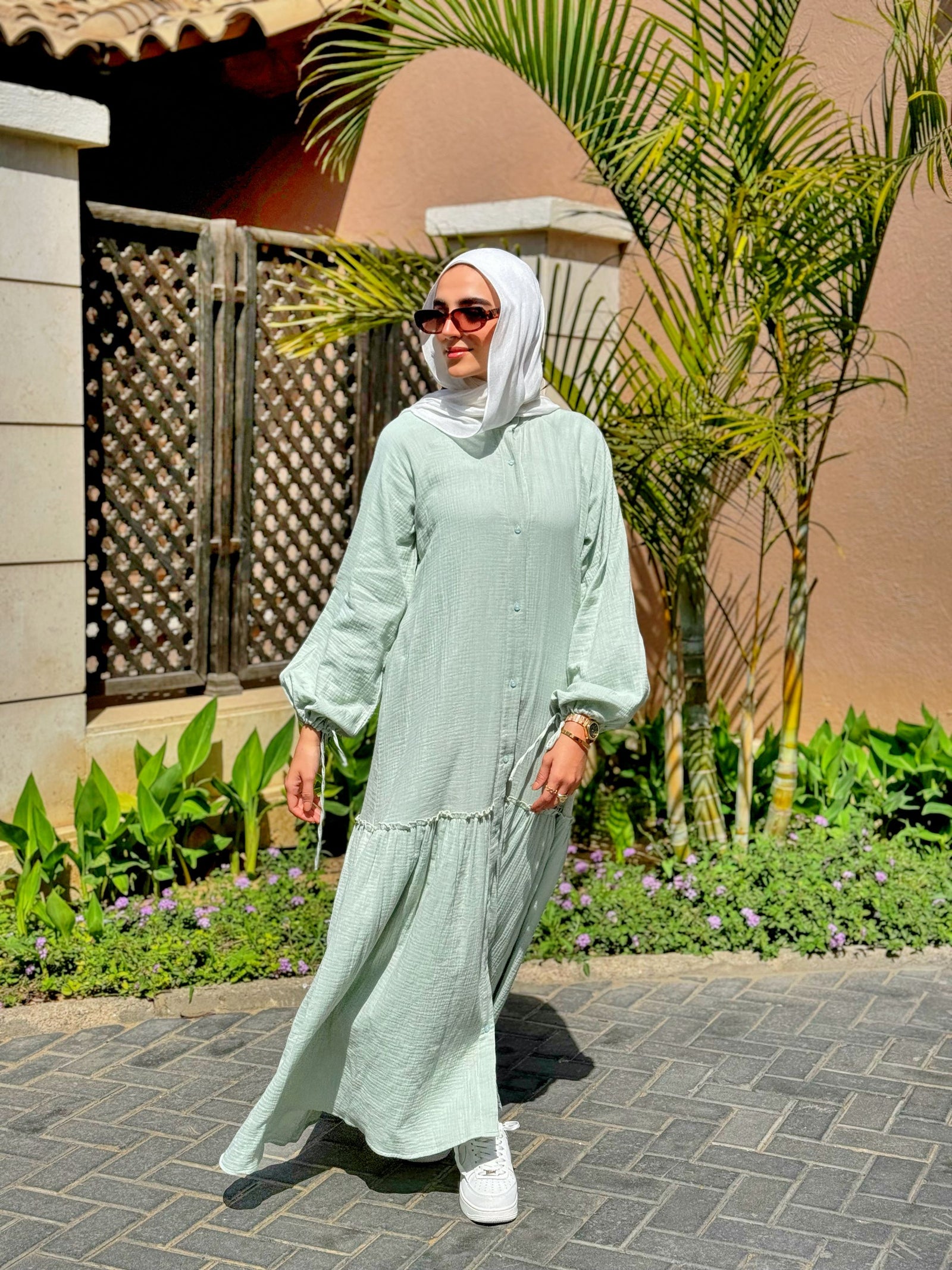 Crushed Cotton Dress-Mint  Hijab Boutique
