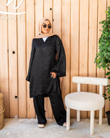 Crushed satin Blouse-Black