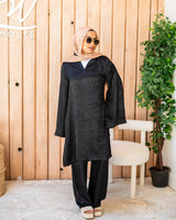 Crushed satin Blouse-Black